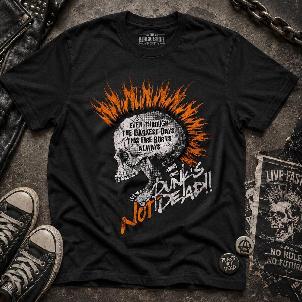 Punk Skull Mohawk T-Shirt, Distressed Screaming Skull Graphic
